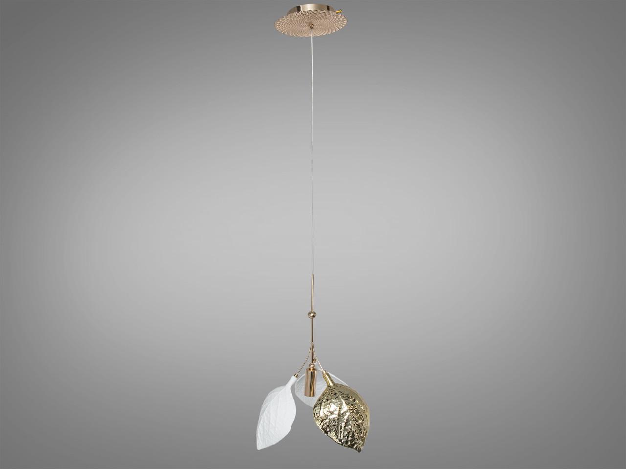 Люстра подвесная 7238-1P GD с керамикой и золотыми элементами 1 лампа E14 (2909927167)