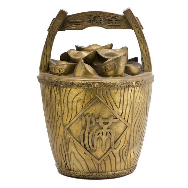 Чаша богатства со слитками 25х17х17 см Желтый (В0746)