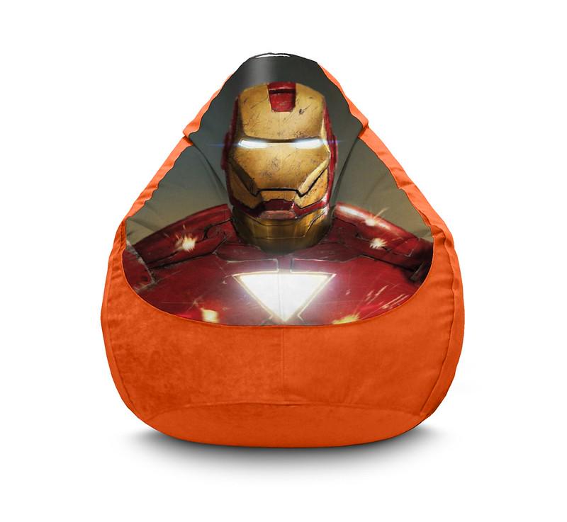 Кресло мешок iPuff Iron Man Mask Флок XXL 90х125 см Оранжевый