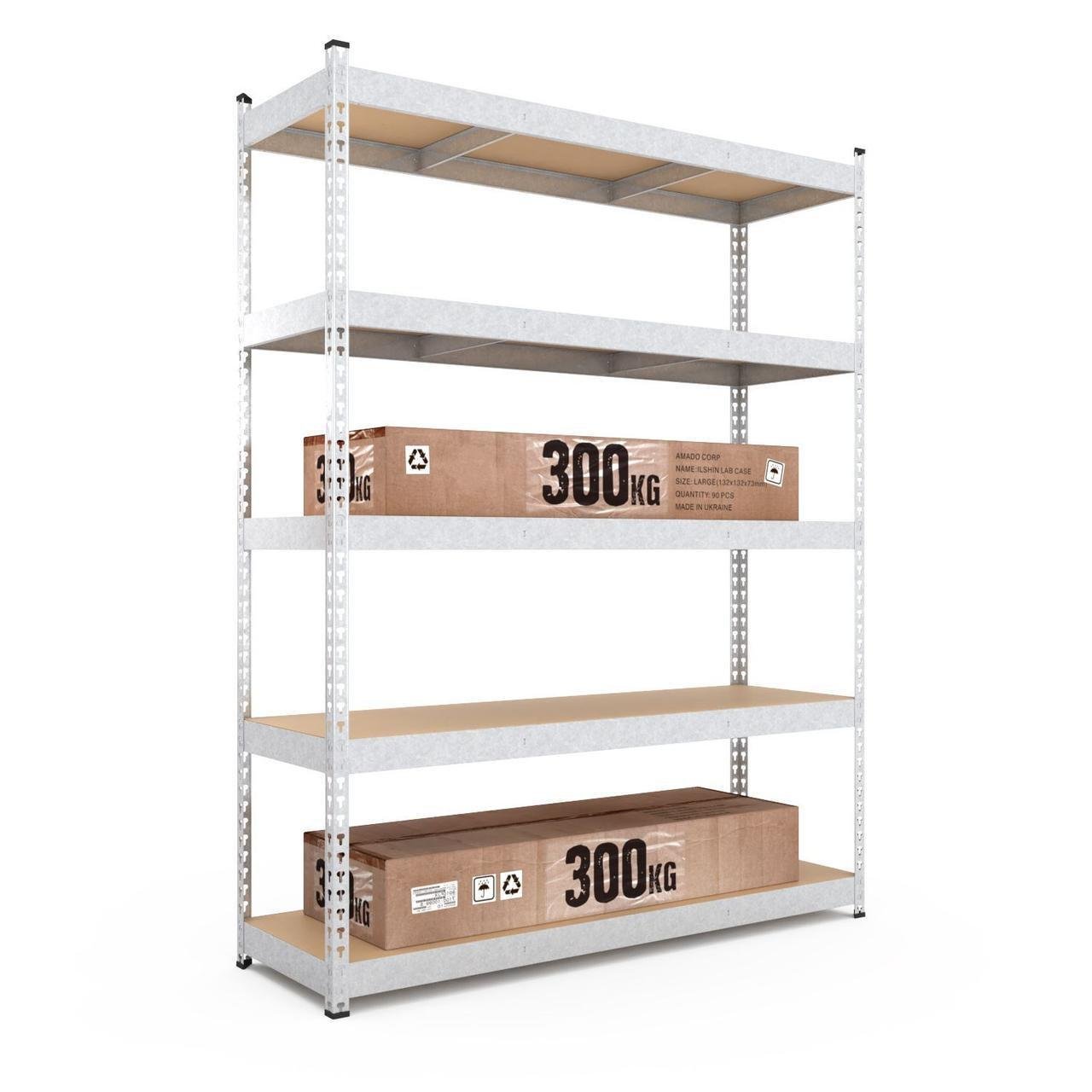 Стелаж Меткас Титан ОД 300 кг/полицю 5 полиць ДСП оцинкований металевий 2160x1800x500 мм (3DPanda-T216221805051) - фото 4 Стелаж Меткас Титан ОД 300 кг/полицю 5 полиць ДСП оцинкований металевий 2160x1800x500 мм (3DPanda-T216221805051) - фото 4