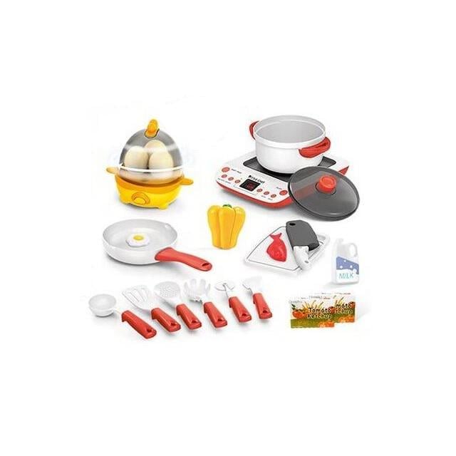 Плита игровая с посудой/подсветка/мелодии White/Red (153387)
