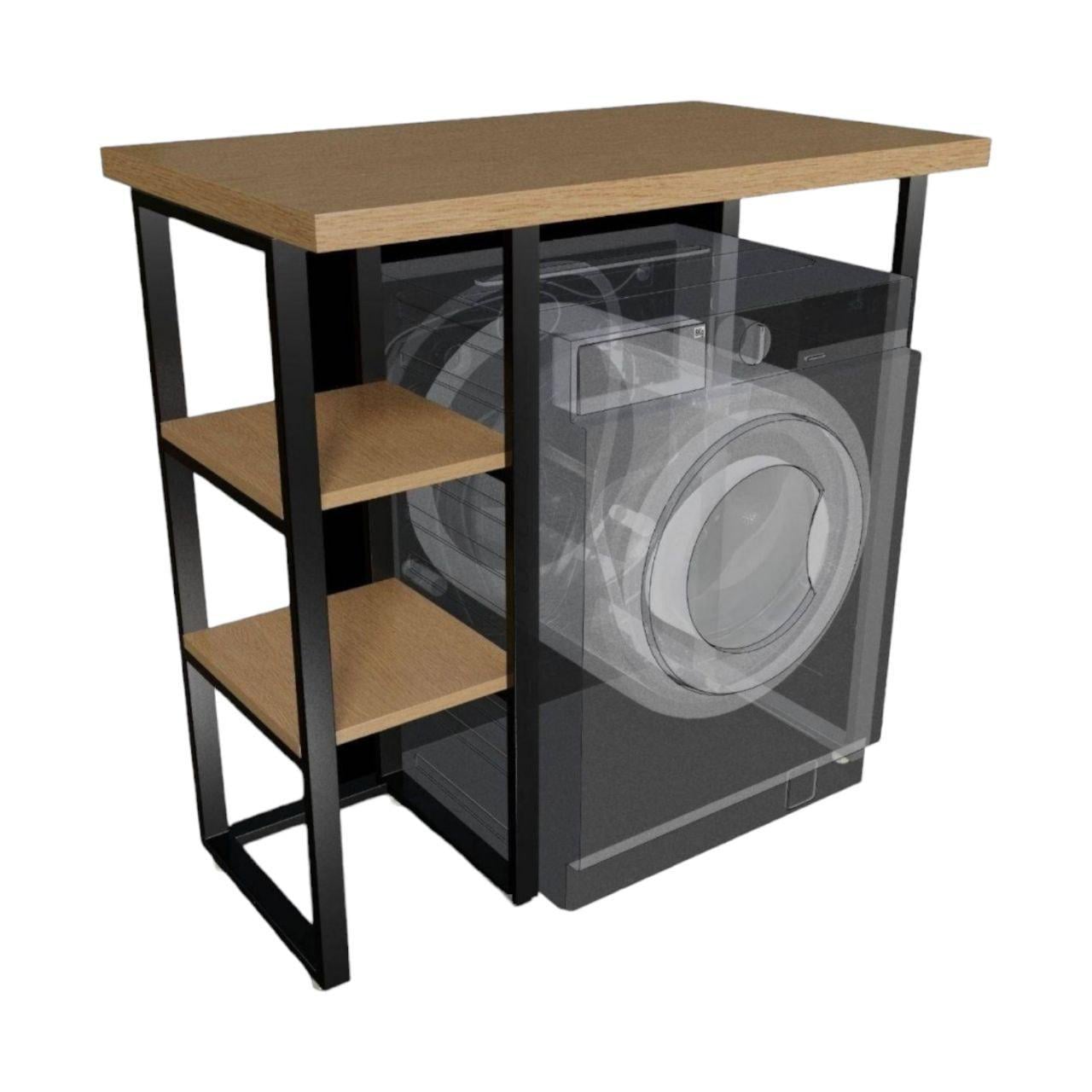 Тумба-стелаж Grid ТПМ-05 чорний Loft з полицями для пральної машини 950х600х920 мм Монтеверде (2054623819/К0527)