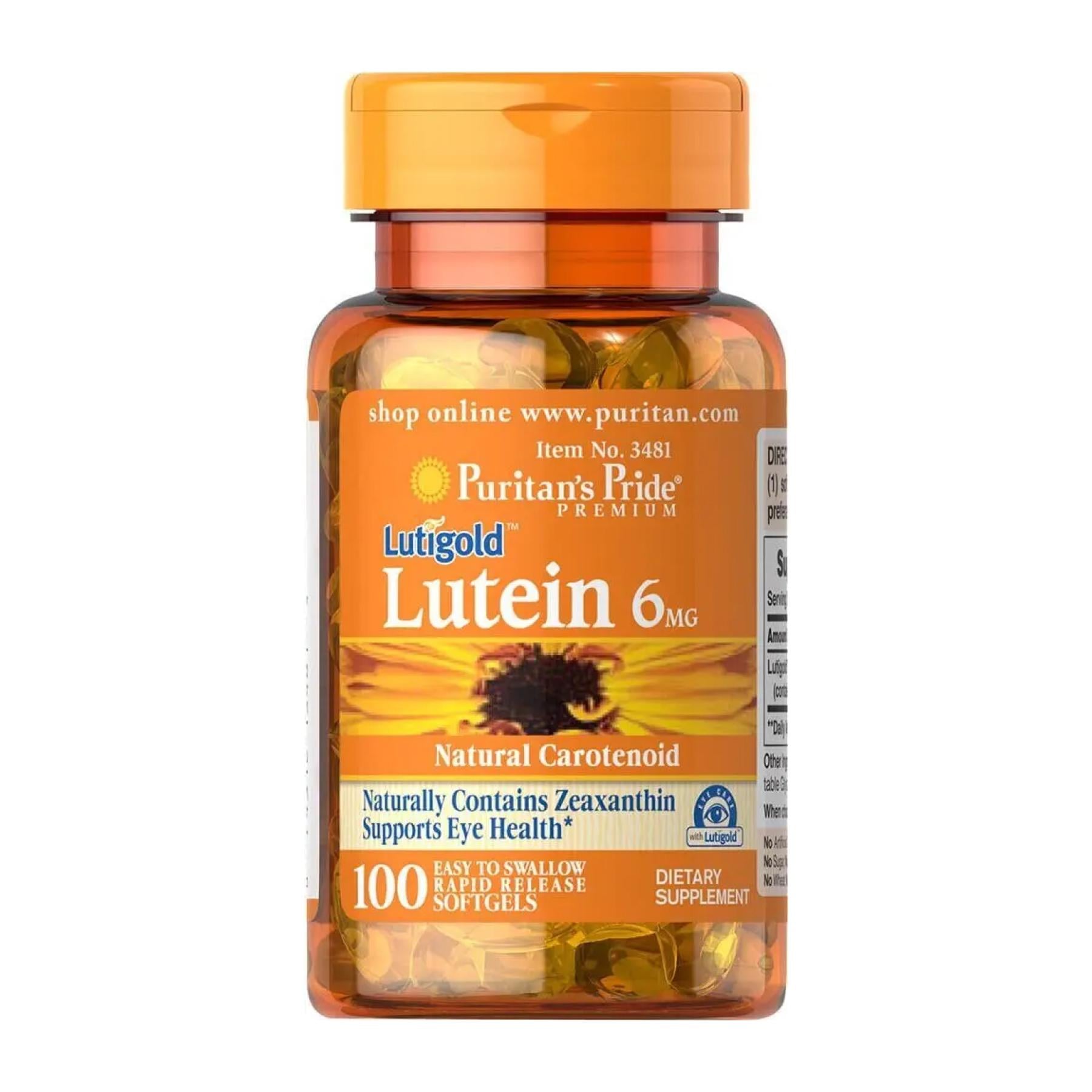 Натуральная добавка Lutein 6 mg with Zeaxanthin 100 softgels (2023-10-3385)