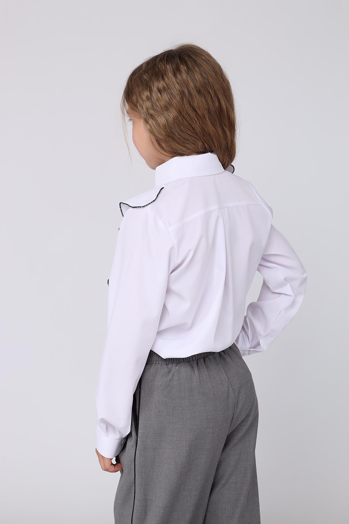 Рубашка с длинным рукавом для девочки Yuki ЦБ-00278745 122 см Белый (35964503) - фото 2
