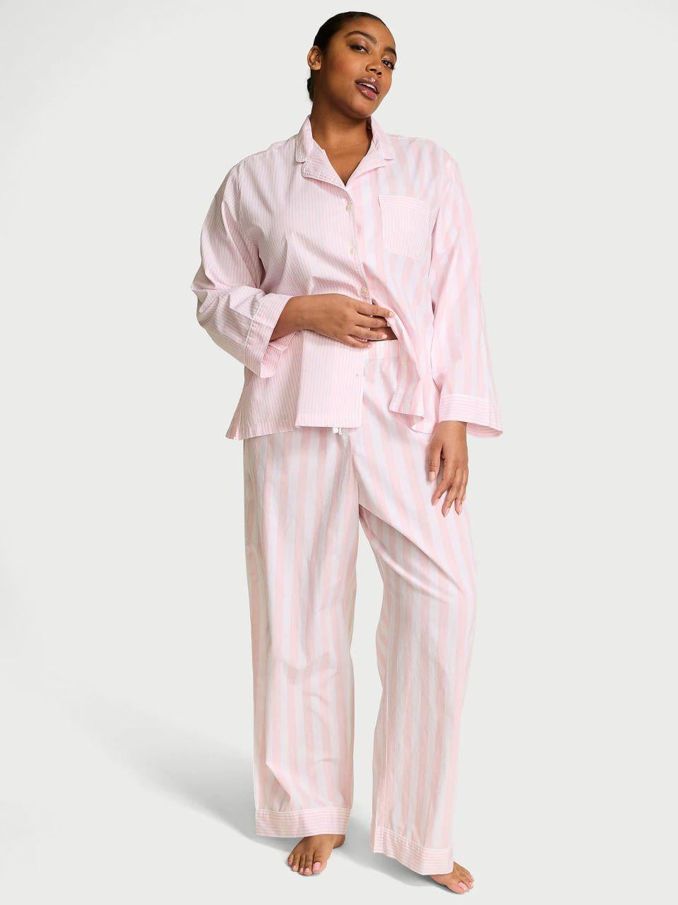 Пижама модал-коттон Victoria's Secret Modal-Cotton Heritage Cotton Long Pajama Set Short Short полоска S Розовый (2671427D)