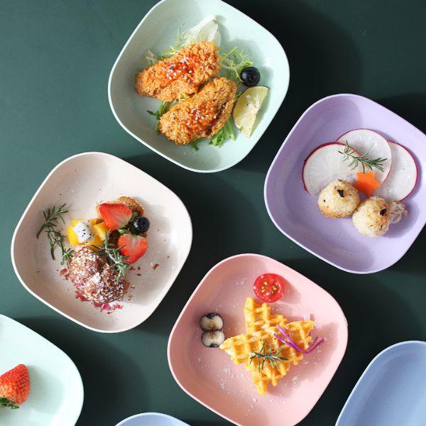 Тарілки з екологічних матеріалів 11х3 см із підставкою 10 шт. Різнокольоровий (C00747-1) - фото 6