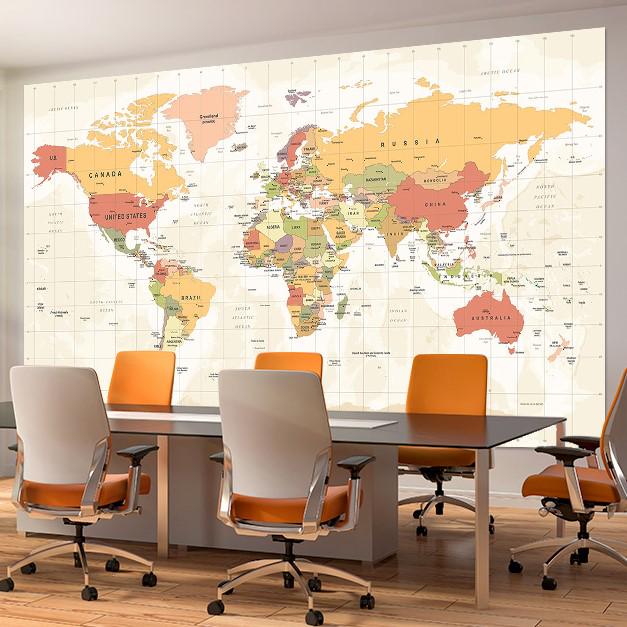 Широкоформатная карта мира в бежевых тонах 2х1,2 м (470061) - фото 2 Широкоформатная карта мира в бежевых тонах 2х1,2 м (470061) - фото 2