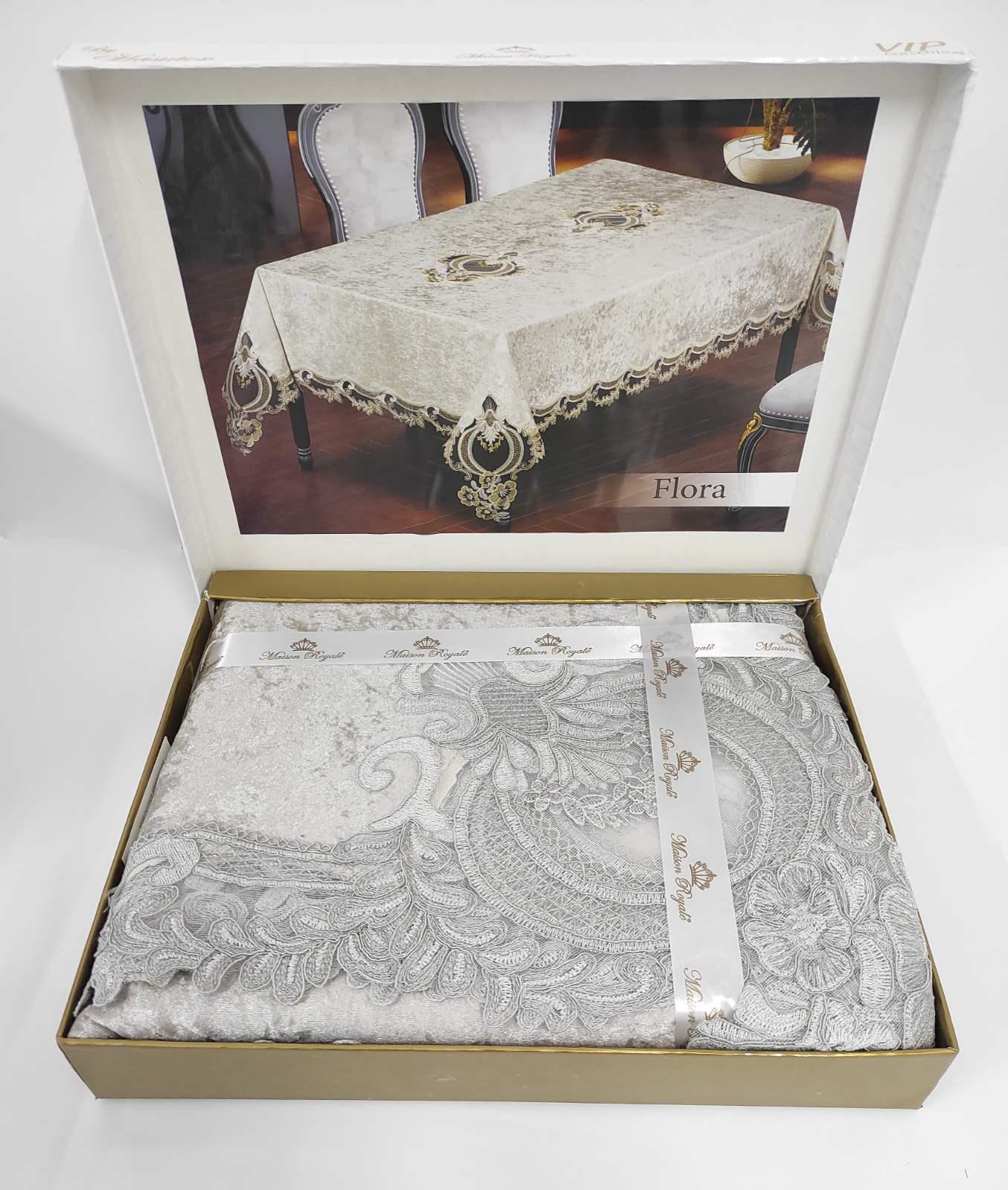 Скатерть велюровая Maison Royale 160x300 Flora Grey (CN6315)