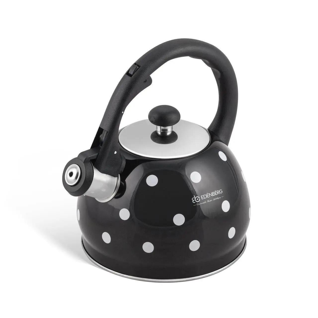 Чайник зі свисткомE denberg для індукційних плит 2 л Чорний (EB-1922) - фото 1 Чайник зі свисткомE denberg для індукційних плит 2 л Чорний (EB-1922) - фото 1