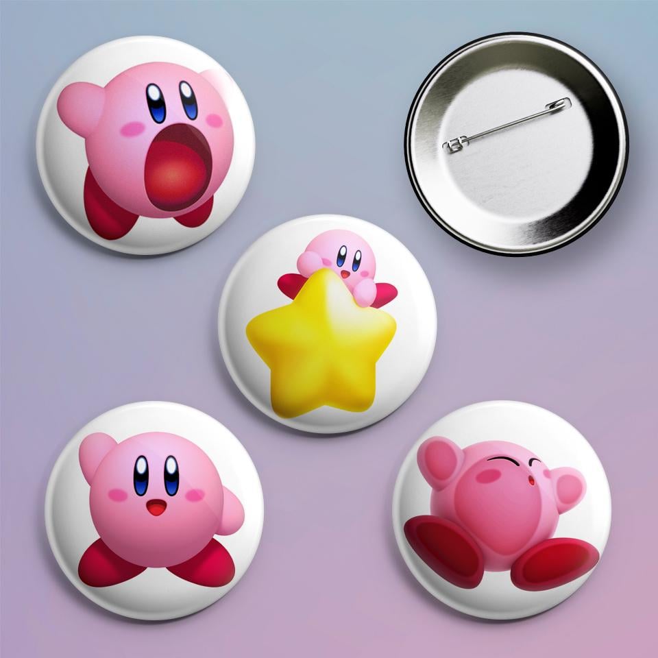 Значки на рюкзак с принтом игры Kirby 4 шт.