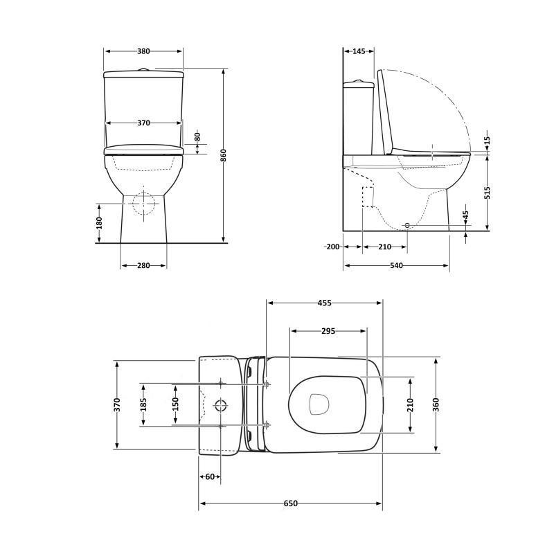 Компакт Qtap Crow безобедочный с сиденьем Soft-close QT05222170W (2622383666) - фото 2 Компакт Qtap Crow безобедочный с сиденьем Soft-close QT05222170W (2622383666) - фото 2