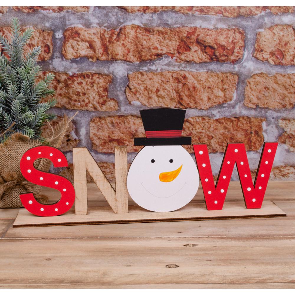 Деревянная статуэтка Snow с снеговиком (2348-2)