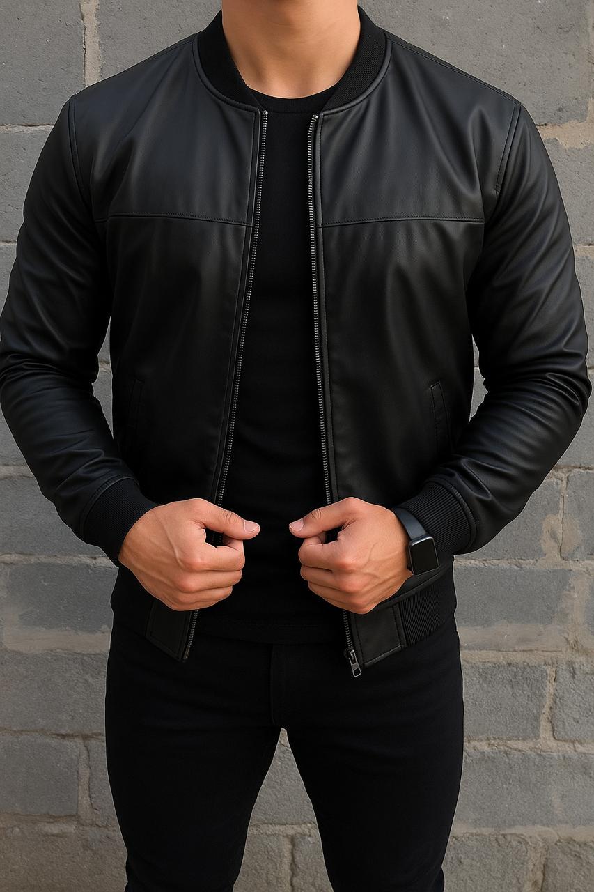 Куртка чоловіча демісезонна з еко шкіри L Чорний (F0029/2) Куртка чоловіча демісезонна з еко шкіри L Чорний (F0029/2)