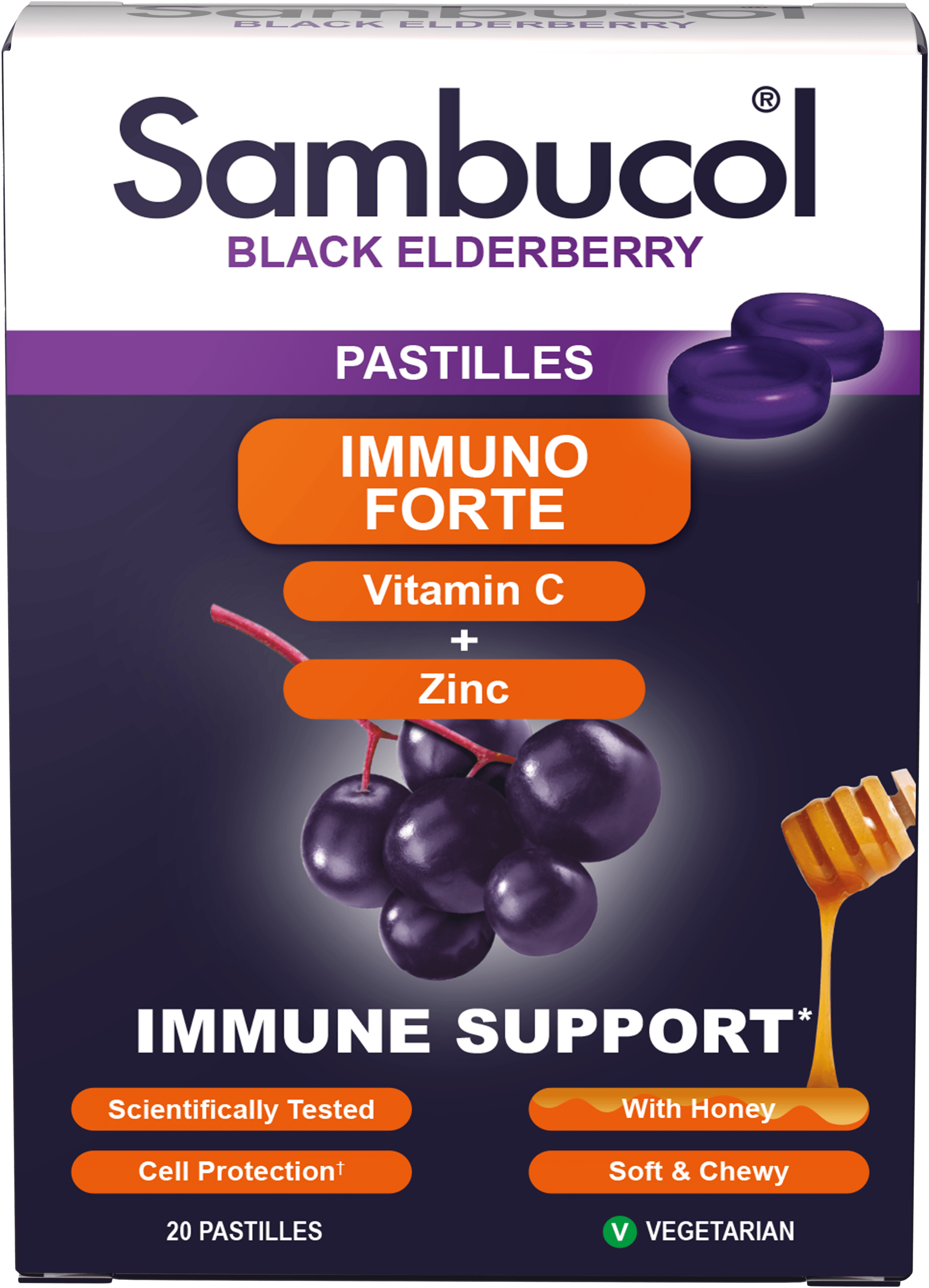 Самбукол пастилки для иммунитета Sambucol Immuno Forte Черная бузина/Витамин С/Цинк от 6 лет 20 шт. - фото 2
