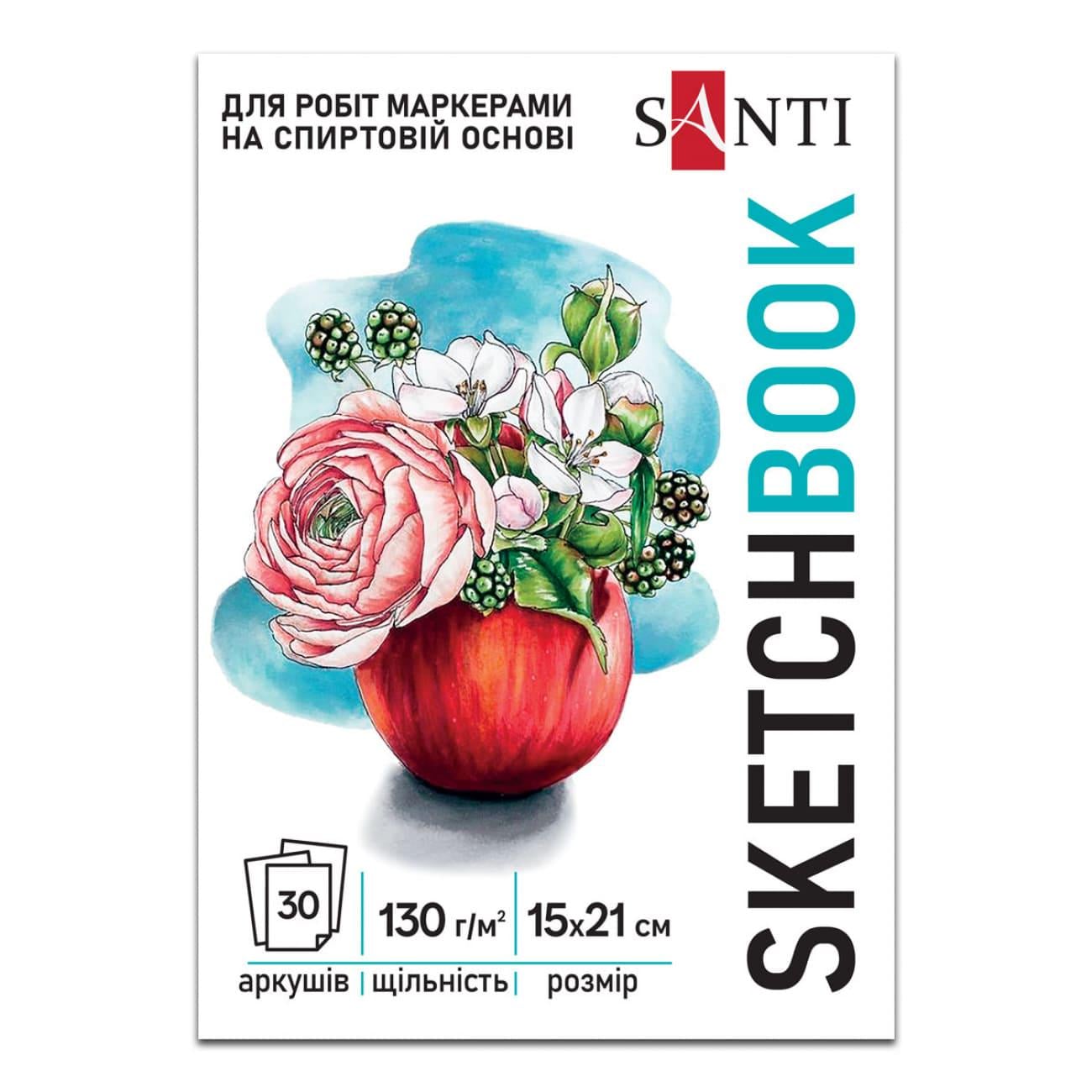 Альбом для маркера Santi BLOSSOM 130 г/кв. м 30 л. А5 Белый (743213)