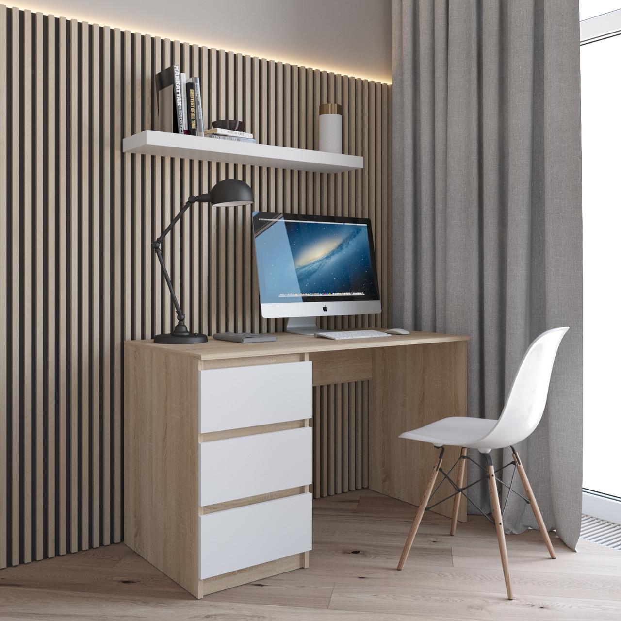 Стол компьютерный с тумбой Вайс R-13 1200х600х755 мм Дуб Сонома/Белый фасад (30472288)