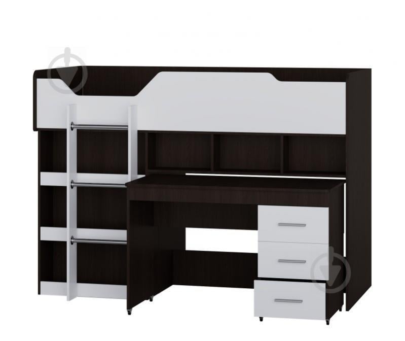 Кровать-горка  Чердак-2  с выкатным столом Эверест венге + белый  (EVR-2102)