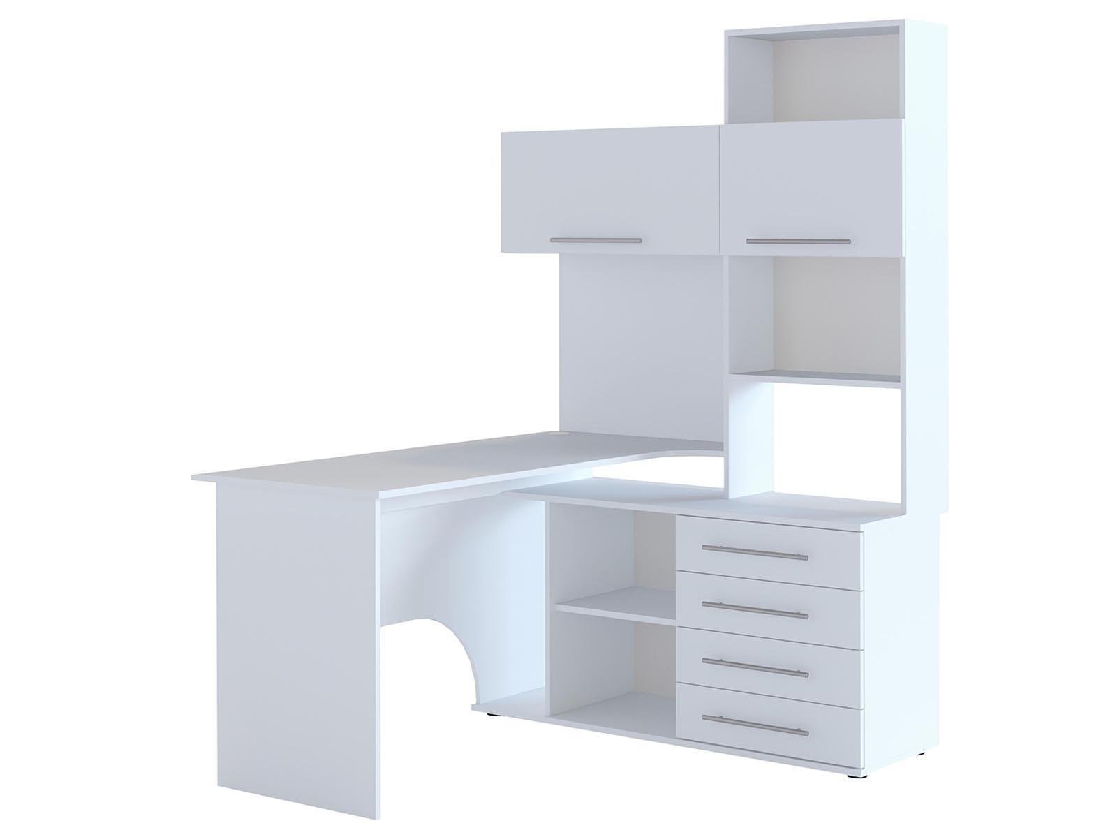 Компьютерный стол XDesk-14 многофункциональный с тумбой и надстройкой для кабинета и офиса правый Белый (КСXD14)