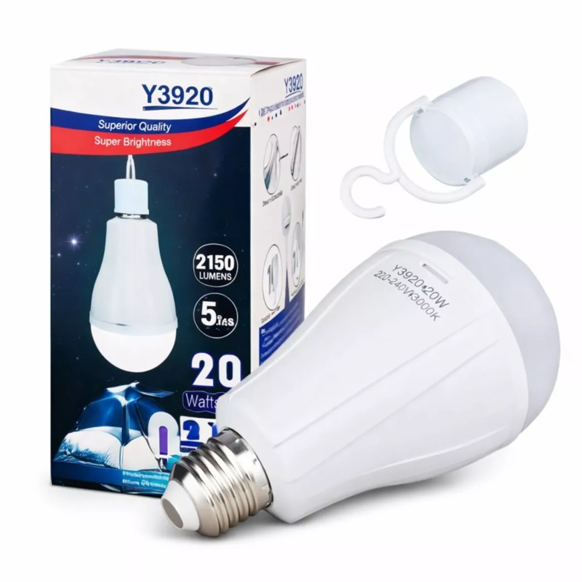 Лампа светодиодная с 2 аккумуляторами 20W E27 Y-3920 (1164)