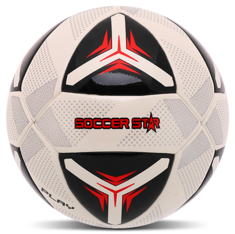 Мяч футбольный HYBRID SOCCER STAR PU ламинированная гибридная сшивка №5 (FB-4471_Белый-красный)
