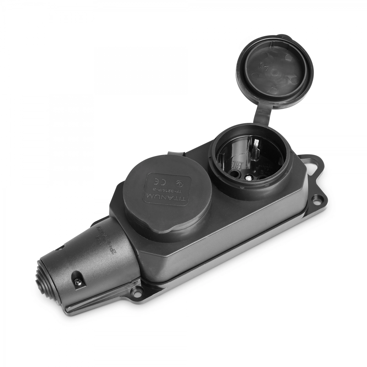 Колодка подовжувача TITANUM STANDARD із заземленням 2 гнізда Чорний (ТF-B216IP-B) Колодка подовжувача TITANUM STANDARD із заземленням 2 гнізда Чорний (ТF-B216IP-B)