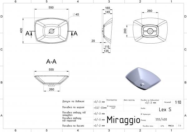 Умивальник Miraggio Lex S 560 Білий матовий (0000210) - фото 4