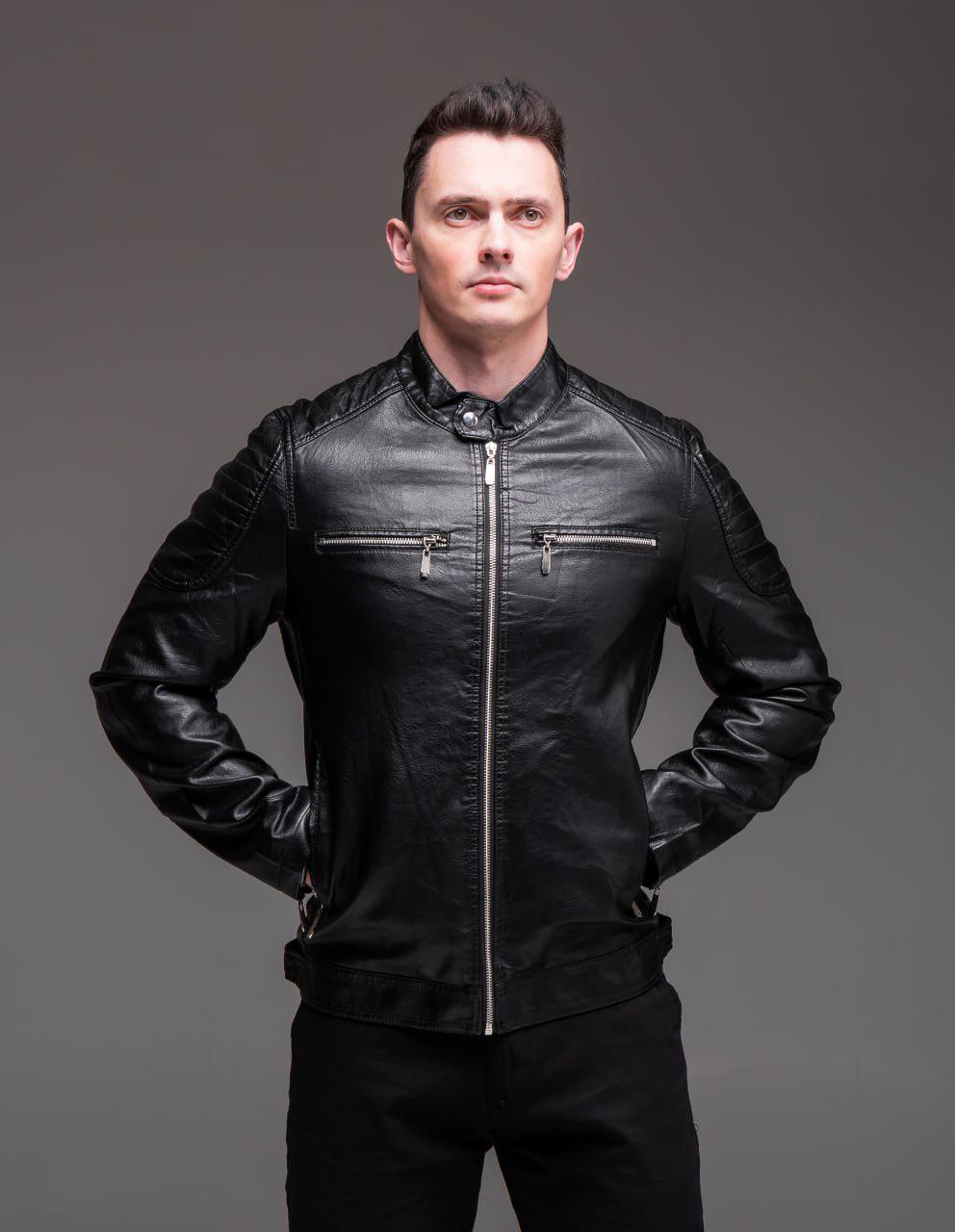 Куртка мужская из эко-кожи M Черный (2341/2) - фото 5 Куртка мужская из эко-кожи M Черный (2341/2) - фото 5