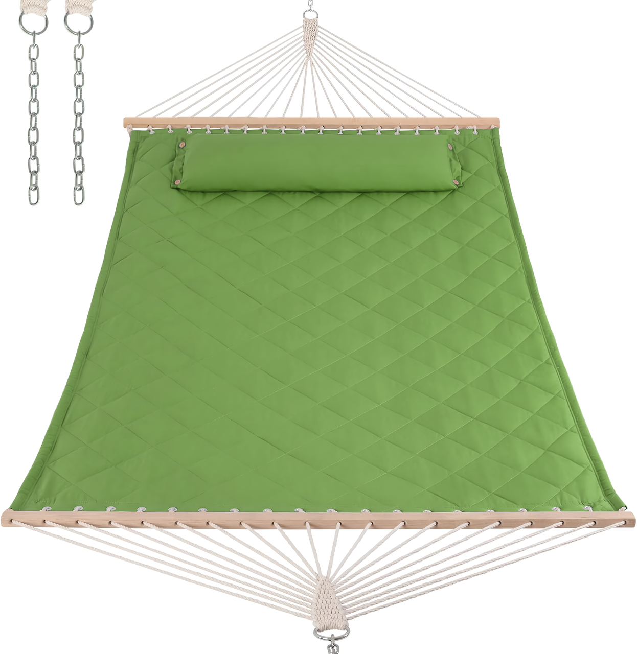 Гамак двомісний підвісний з планкою і металевим каркасом WCG SOFT для відпочинку в саді профіль 50х50 см XXL 200x140 см Зелений (W-5050H05-31) - фото 5 Гамак двомісний підвісний з планкою і металевим каркасом WCG SOFT для відпочинку в саді профіль 50х50 см XXL 200x140 см Зелений (W-5050H05-31) - фото 5