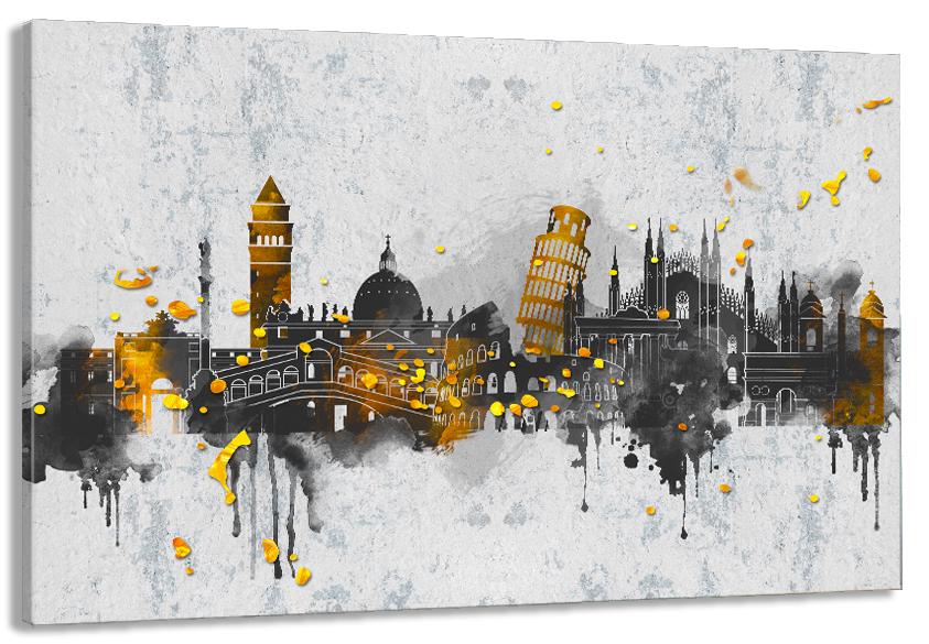 Картина на холсте в гостиную/спальню Города в абстракции 50х100 см (MLP_298)