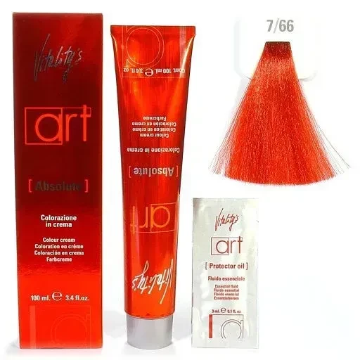 Крем-краска для волос с масляным коктейлем Vitality’s Art Absolute Hair Color Cream 7/66 Красный насыщенный блондин 100 мл