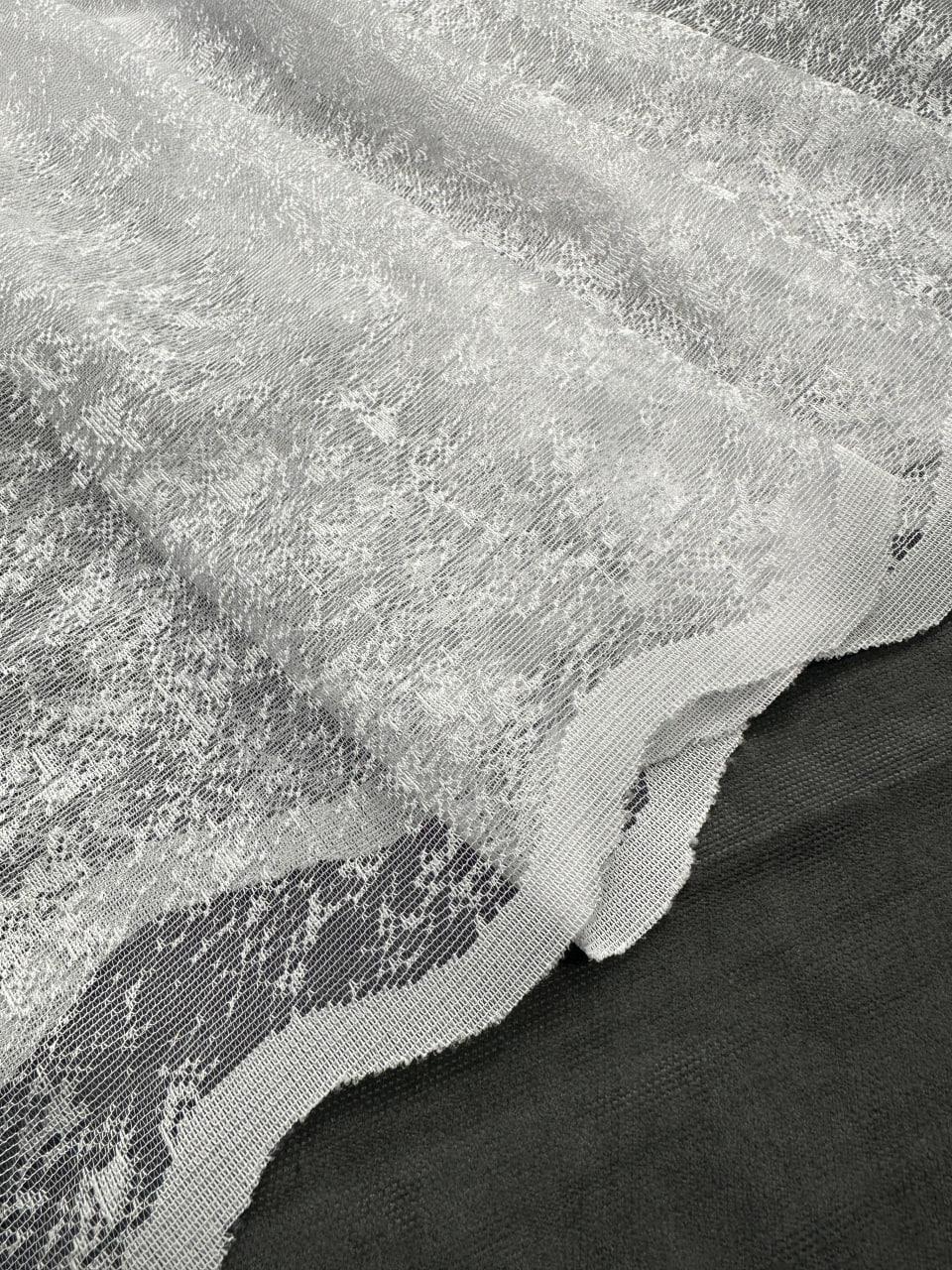 Тюль вуаль готовий Мармур на основі жакарду на тасьмі 6 см 400x250 см Білий (1147-Т46) - фото 3