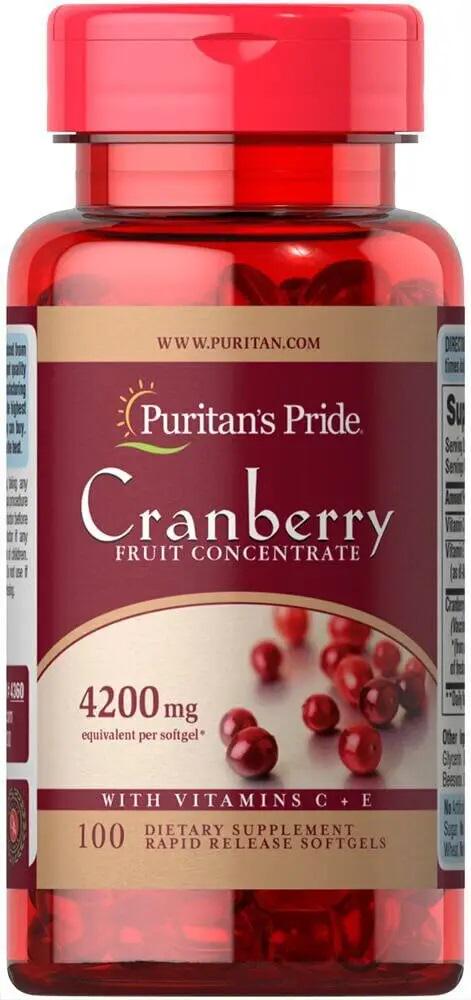 Журавлина Puritan's Pride Cranberry Fruit Concentrate with C & E 4200 мг 100 Caps