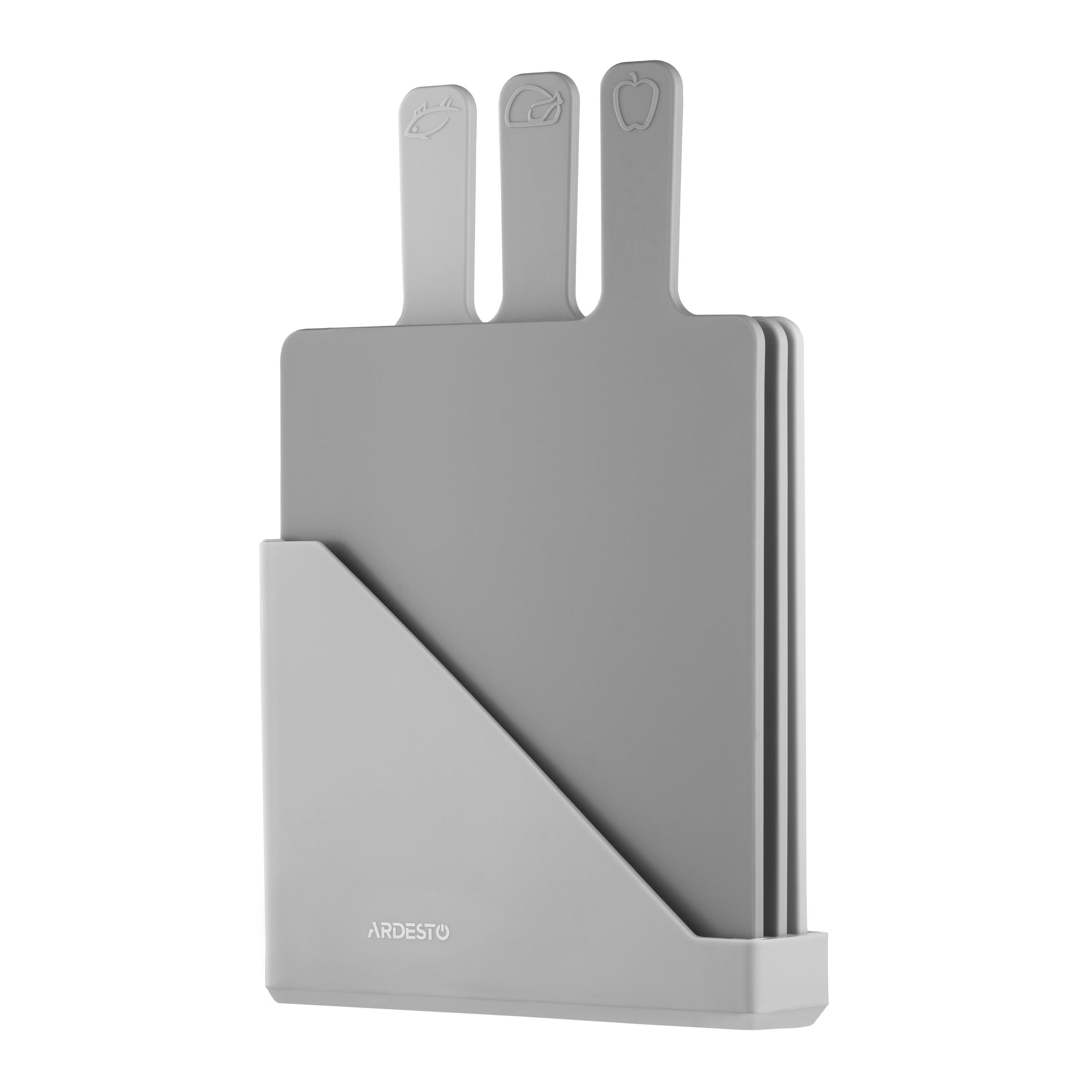 Набор кухонных досок на подставке Ardesto Fresh 3 шт. 24,1х33х7,9 см пластик (ERC-AR1403GRB)