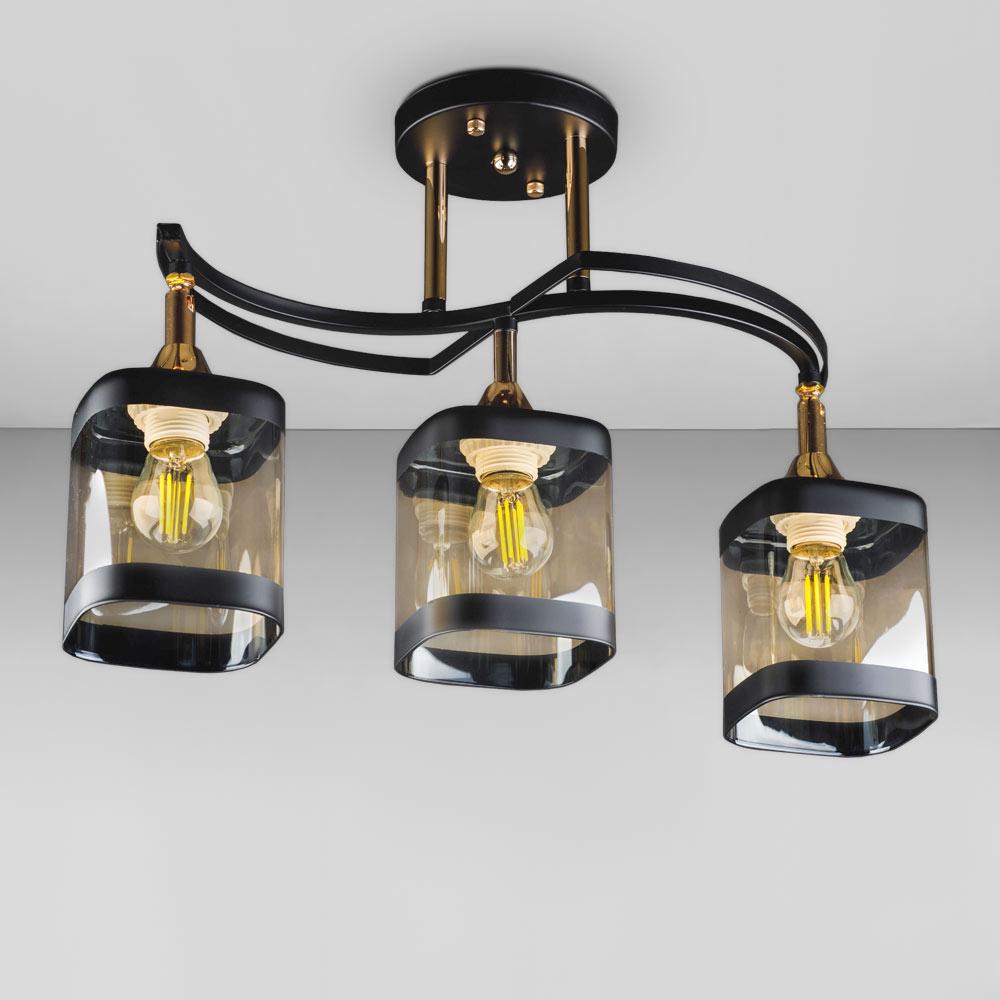 Люстра потолочная Light House DL-18656/3 Черный с золотом/Черный/Шампань