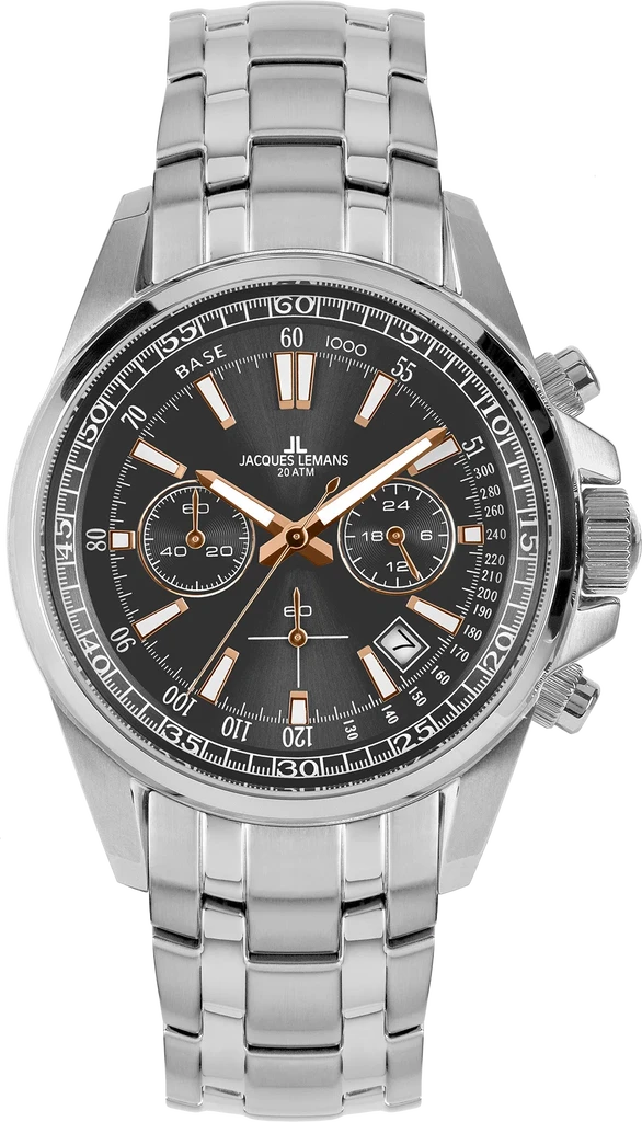 Наручные часы мужские Jacques Lemans Liverpool 1-2117ZE со стальным корпусом WR 200 м и серым циферблатом