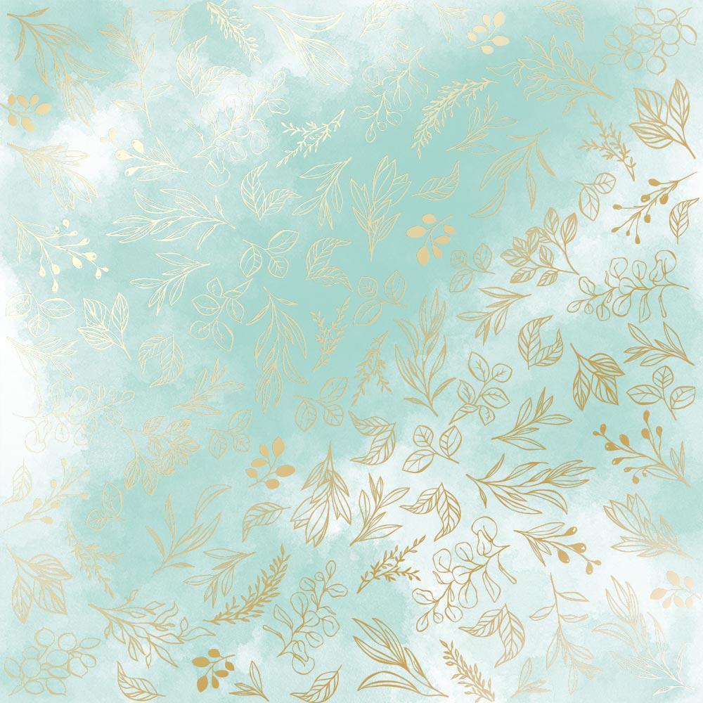 Лист бумаги односторонний Golden Branches с фольгированием 30,5х30,5 см Mint/Watercolor