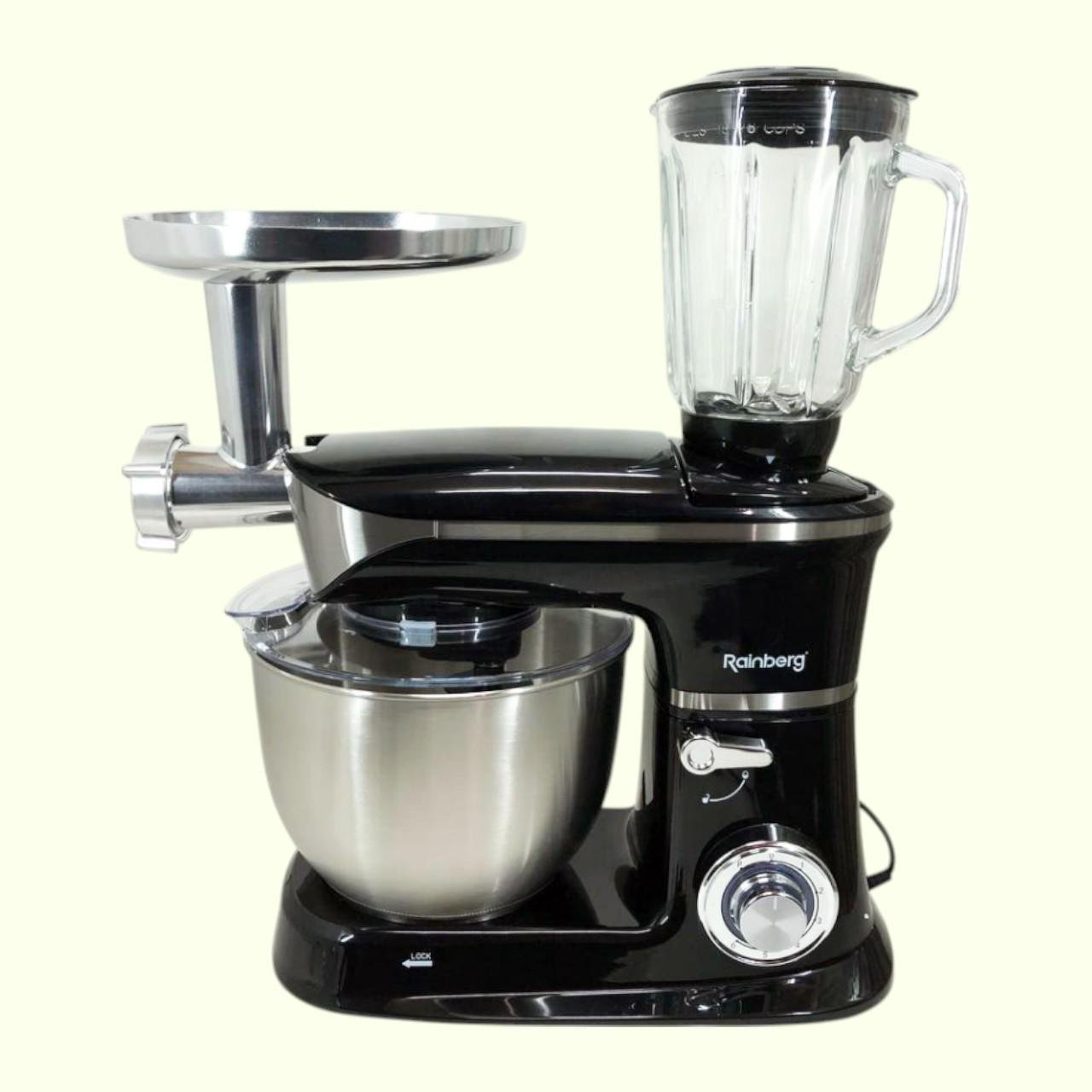 Кухонний комбайн Rainberg RB-8080 тістоміс з чашею та блендером 10 режимів швидкості 3в1 4200 Вт 5 л Чорний (є18)
