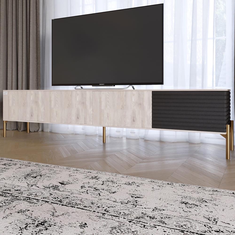 Тумба под телевизор Lion Грей на золотых металлических ножках Самоа дымчатый/Асфальт (000-000-2462)