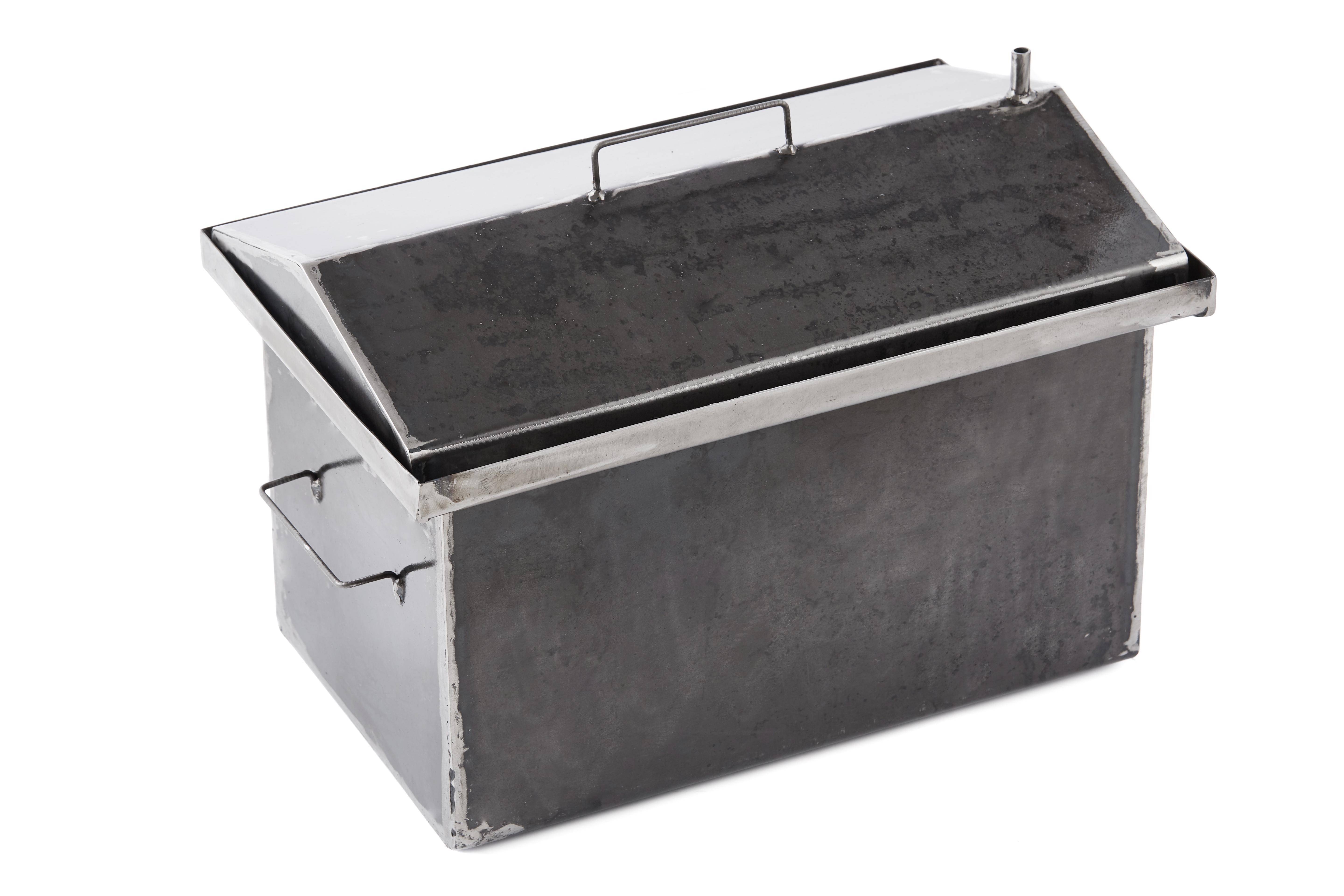 Коптильная с гидрозатвором двухъярусная средняя с термометром 2 решетками и поддоном стальная 2 мм толщина