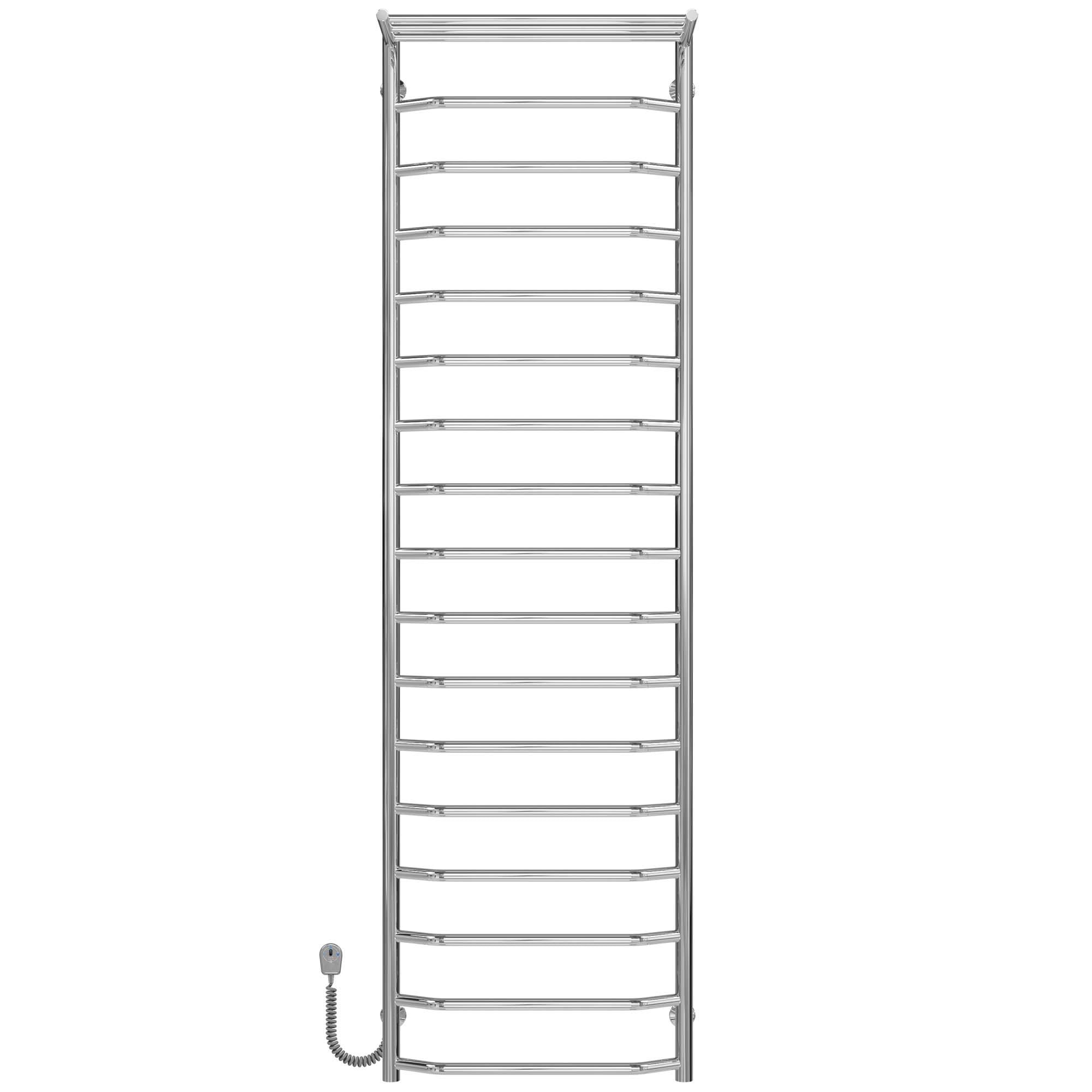 Полотенцесушитель электрический с полкой Deffi Трапеция П17 EF16 левое подключение нержавеющая сталь 500х1800 мм Хром (C.TP.180.50.17.ECL5)