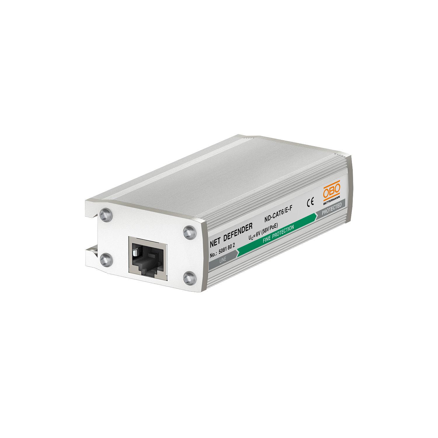 Ограничитель перенапряжения OBO bettermann ND-CAT6/E-F ND-CAT6/E-F RJ45 88 5кА 58 В DC класc 2+3 C2+C1 (5081802)