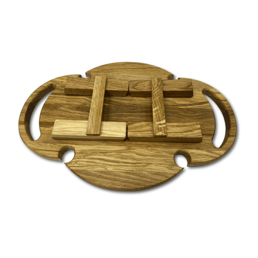 Поднос складной из ясеня на 4 бокала овальный столик-поднос с ножками 44х30 см (G78) - фото 4