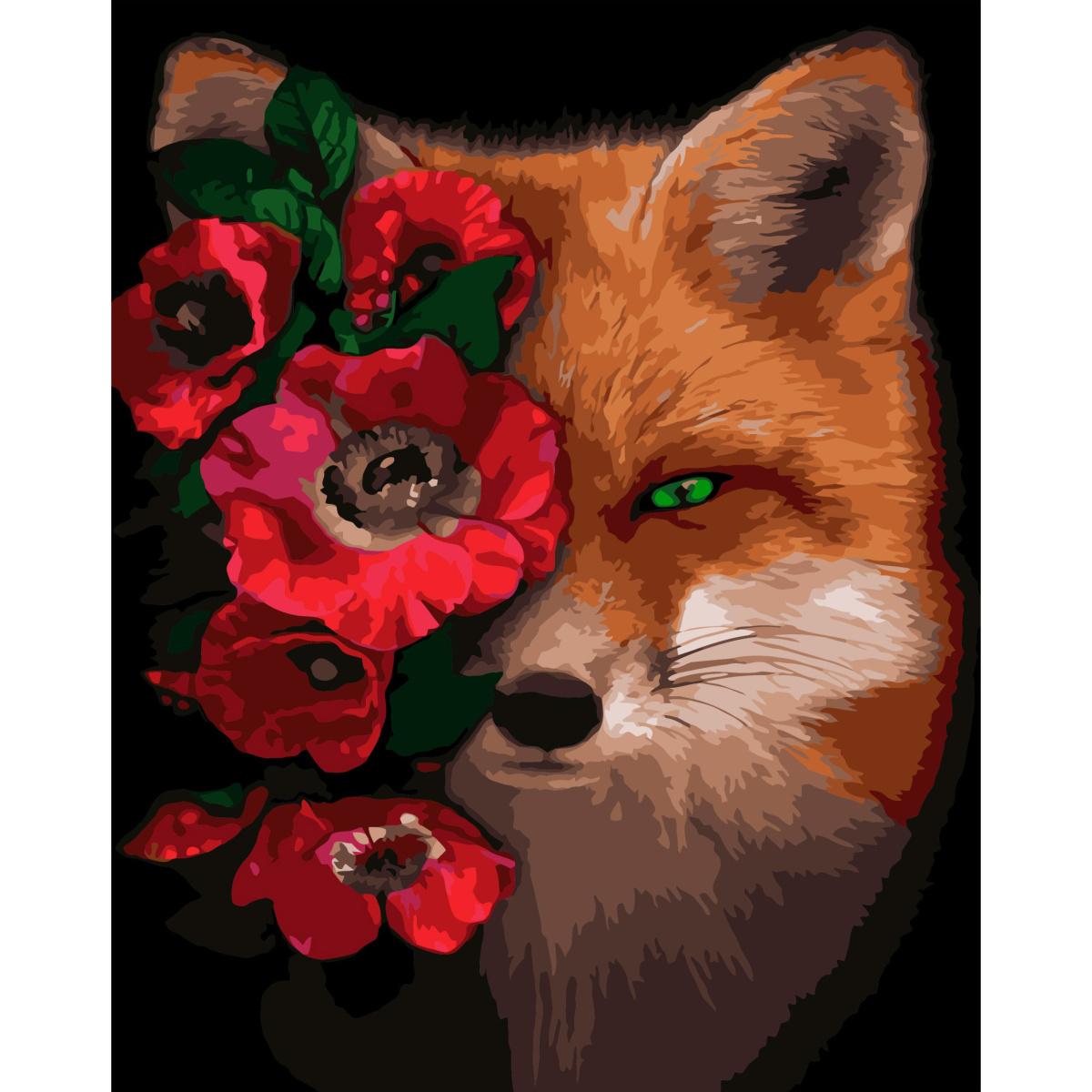 Картина за номерами Strateg Преміум Лисичка з квітами 40x50 см (SY6767) Картина за номерами Strateg Преміум Лисичка з квітами 40x50 см (SY6767)