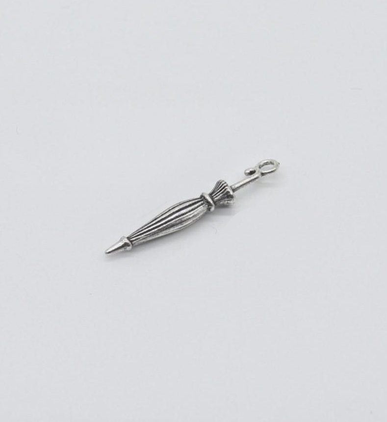 Подвеска металлическая фигурная Зонтик 3,5 см Античное серебро (555538710)