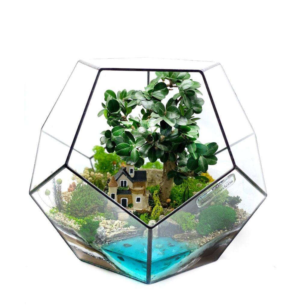 Флорариум со стабилизированным деревом Дом мечты у озера 30 см