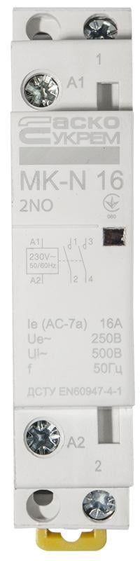 Контактор модульный АСКО-Укрем MK-N 2P 16A 2NO 220V (A0040030023) - фото 1 Контактор модульный АСКО-Укрем MK-N 2P 16A 2NO 220V (A0040030023) - фото 1