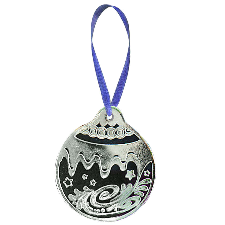 Новорічна іграшка Куля з натуральної шкіри (Toy-Ball-Black-Silver) - фото 1