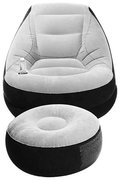 Надувне крісло з підсклянником Intex 68564 Ultra Lounge з пуфиком 154х98 см Сіро-чорний - фото 4 Надувне крісло з підсклянником Intex 68564 Ultra Lounge з пуфиком 154х98 см Сіро-чорний - фото 4
