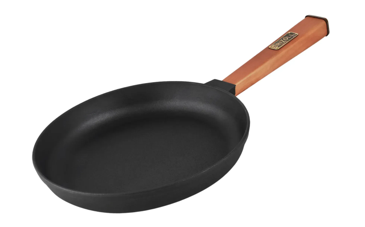 Сковорода чугунная Brizoll Optima с деревянной ручкой 240х40 мм
