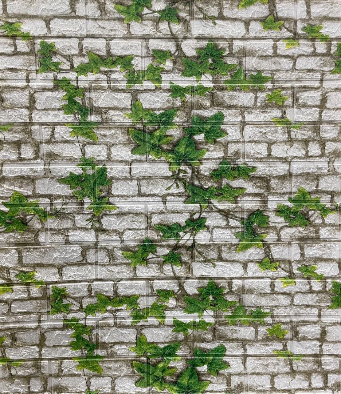 3D-панель самоклеящаяся декоративная под белый кирпич с виноградной лозой 700x770x3 мм (BPN3-014) - фото 1 3D-панель самоклеящаяся декоративная под белый кирпич с виноградной лозой 700x770x3 мм (BPN3-014) - фото 1
